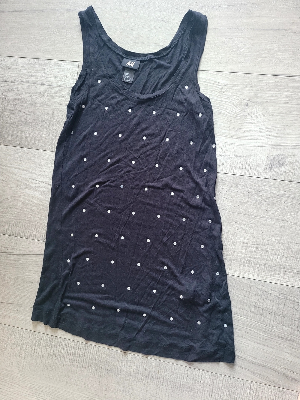H&M Black Tank Top with White Stud Accents